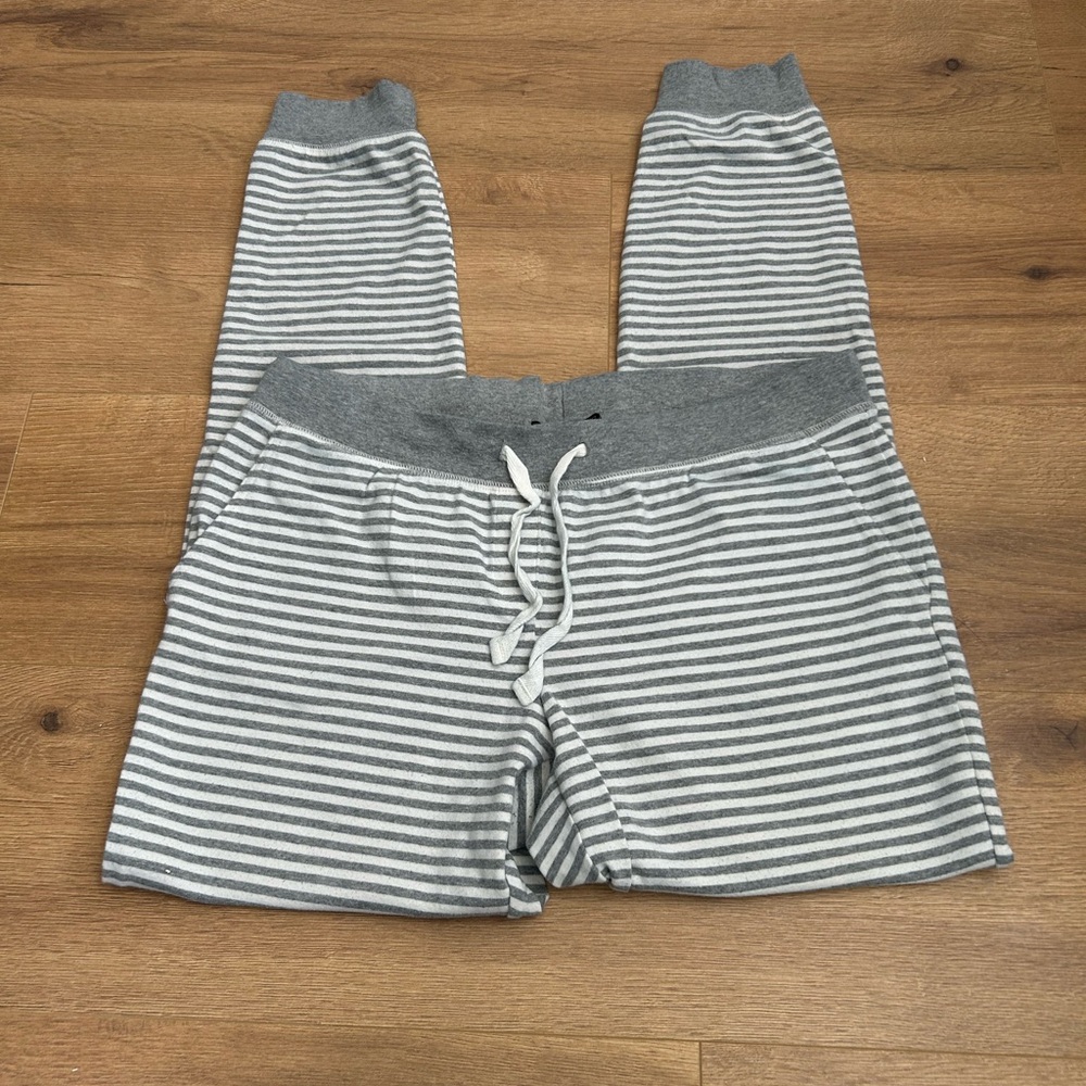 Banana Republic Gray and White Striped Pants